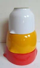 Rosti Mepal Melamine 3 Mixing Nesting Bowls White Yellow Orange  Denmark Vintage