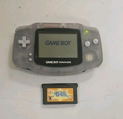 Nintendo Game Boy Advance GBA Glacier Clear AGB-001 No Battery Cover Tested