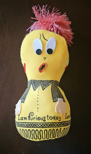Vintage 1960's Moody Mary 4 Sided Happy Bored Sad Furious / Cloth 11.5" Tall - Picture 1 of 5