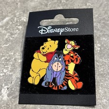 DISNEY STORE UK WINNIE THE POOH TIGGER AND EEYORE PIN BADGE LEANING