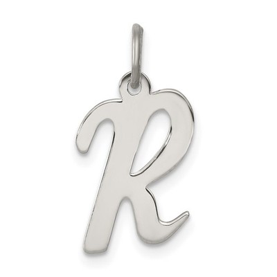 Sterling Silber rhodiniert Schrift Buchstabe R Initiale Charm Halskette Damen