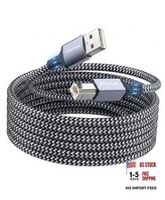 USB Printer Cable 20 Foot - Nylon Braided High Speed Long 20FT USB-A to USB-B