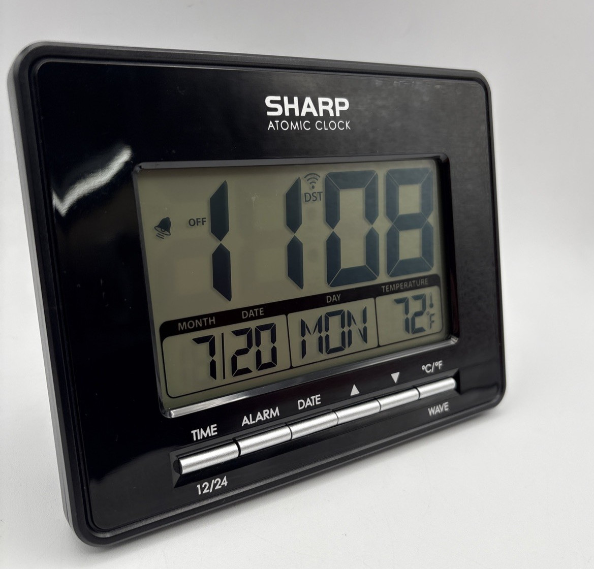 Sharp Desktop Clock SPC 932 Atomic Accuracy Time Date Temperature Alarm featured image