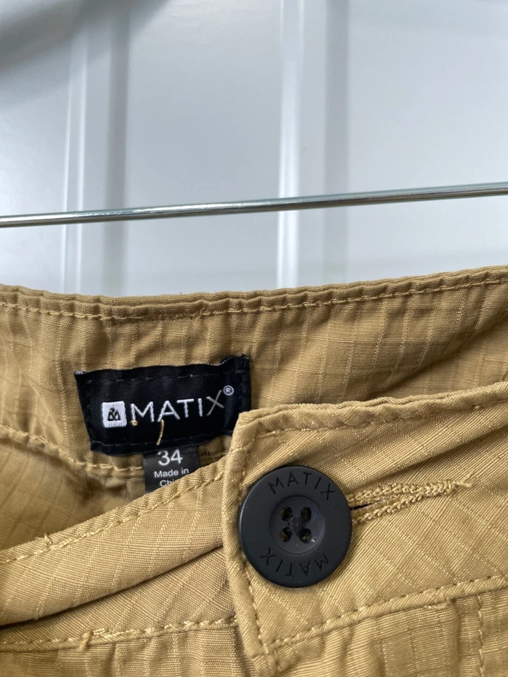 Pantalones Cortos Carga Matix Talla 34 Tostado Ripstop Tela Bolsillos Ropa Exterior Duradera Utilidad Foto 3 de 4