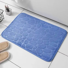 Image of Embossed Foam Bath Mat – Anti-Slip Pebble Design Microfiber Carpet for Ba