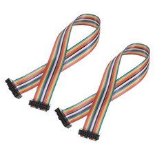 IDC Ribbon Cable 2.54mm Pitch 16 Pin Dual Female Black Connector 1 Ft 2 Pcs