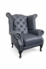 Chesterfield Queen Anne Wing Back Chair Bonded Leather UK Manufactured