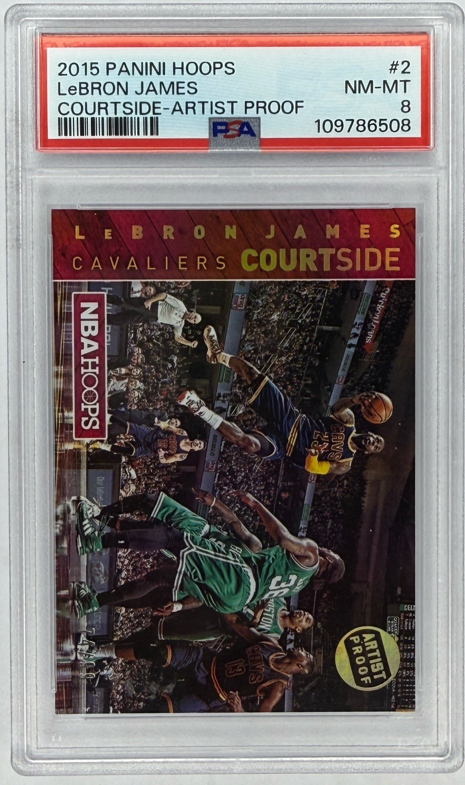 2015-16 Panini NBA Hoops - Courtside LeBron James #2 Holo Artist Proof /99 view 4