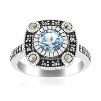 Cavill Ring Silber 925 Topas 0,89Ct Himmelblau Markasit Elegant