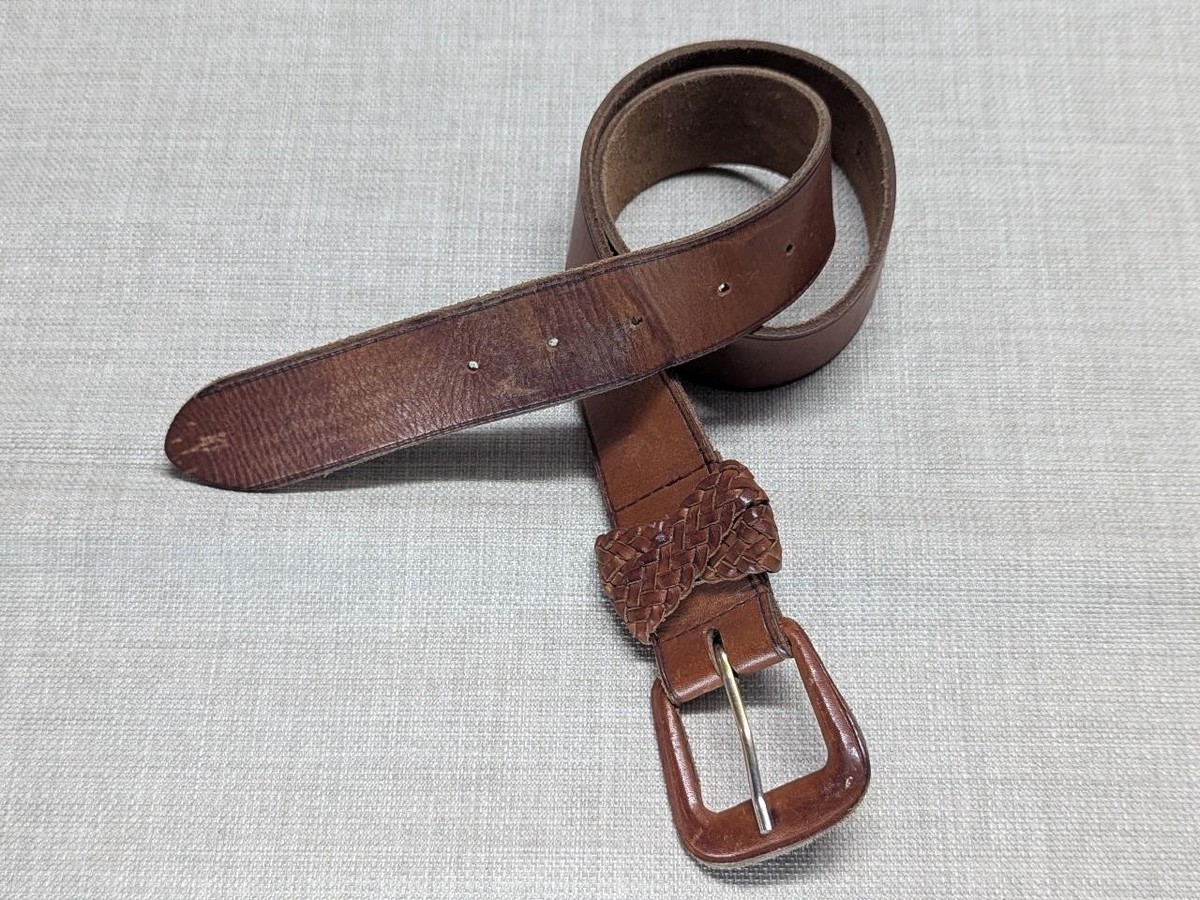 vintage THE RITZ cowhide leather 26 brown belt 1990s glam 