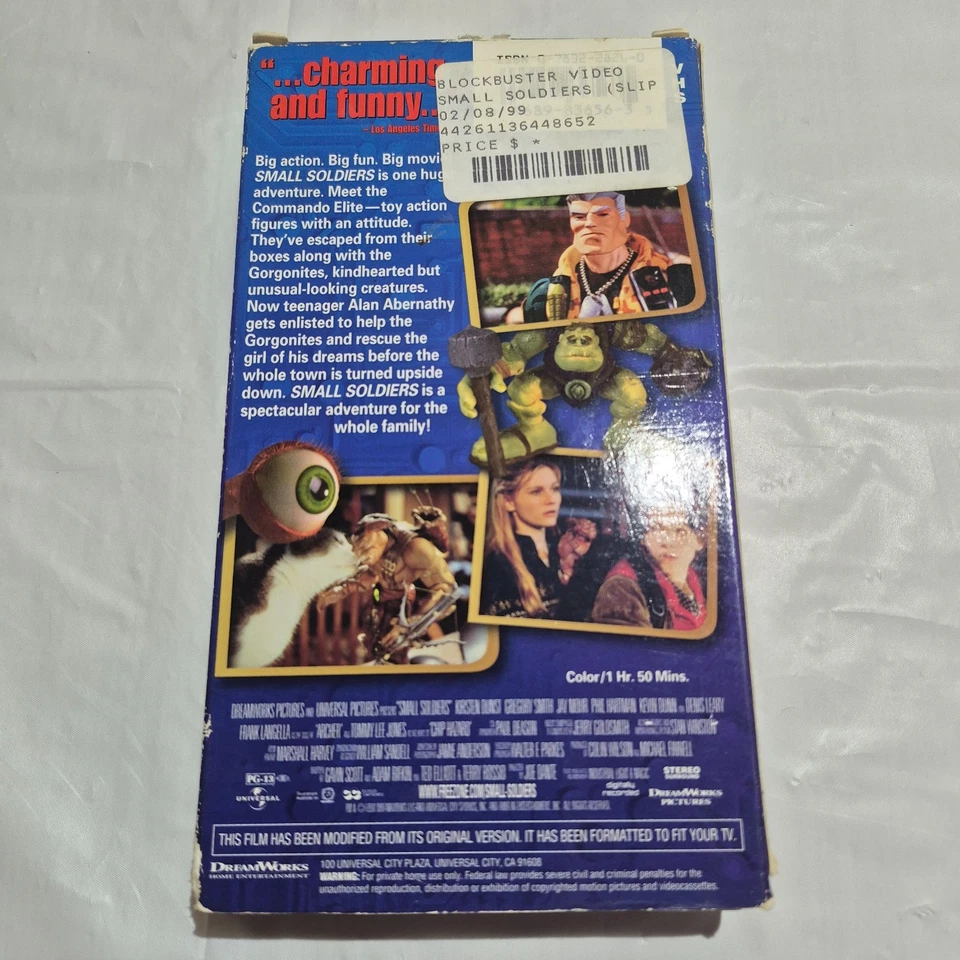 Small Soldiers VHS 1998 Slip Sleeve Dreamworks Blockbuster Video Tape - Image 2 of 4