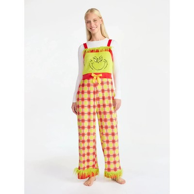 DR. SUESS GRINCHMAS - SIZE: M (8-10) - Plaid Velour Christmas Jumpsuit - NEW!