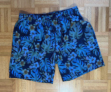 Ocean Current Swim Trunks Mens Size S Blue Hawaiian Floral Board Shorts Beach