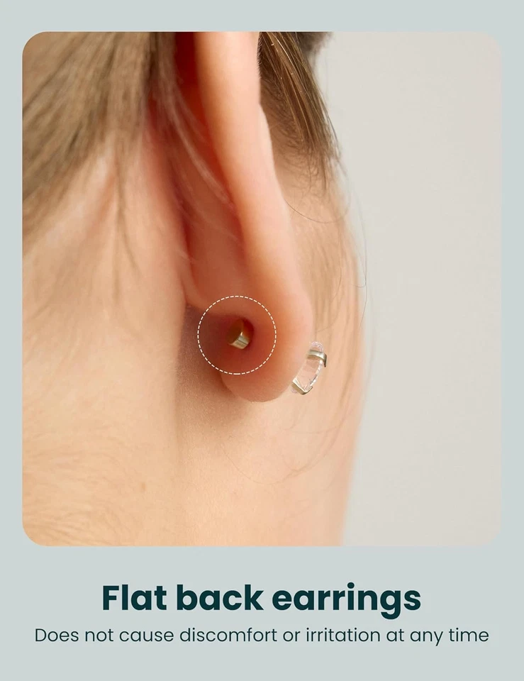 6对低过敏性立方氧化锆耳环手术钢平背耳钉fo — 第 3/4 张图片