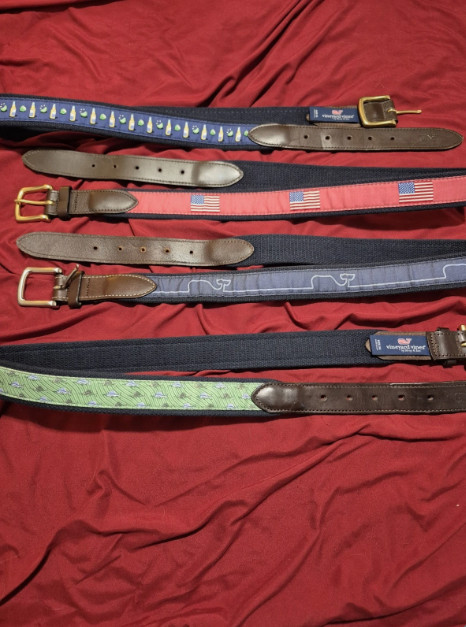 Vineyard Vines Men's Leather Canvas Belt Lot! 34/36! 4 Belts! Vineyard Vines!