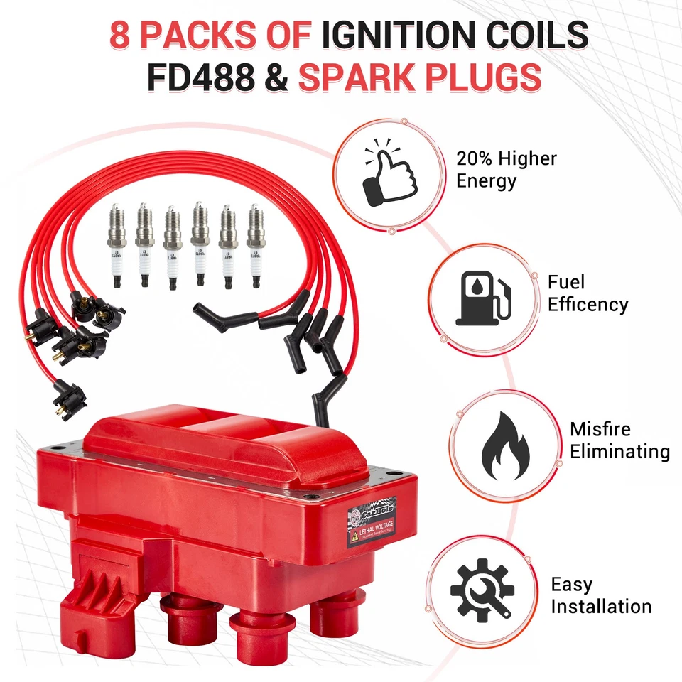 Комплект из 1 катушки зажигания и 6 свечей зажигания и 6 проводов для Jaguar XJ12 V12 6,0 л 1995-1996 годов выпуска - Изображение 4 из 4