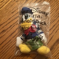 2001 Walt Disney World Donald Duck Mini Bean Plush Kelloggs New Sealed