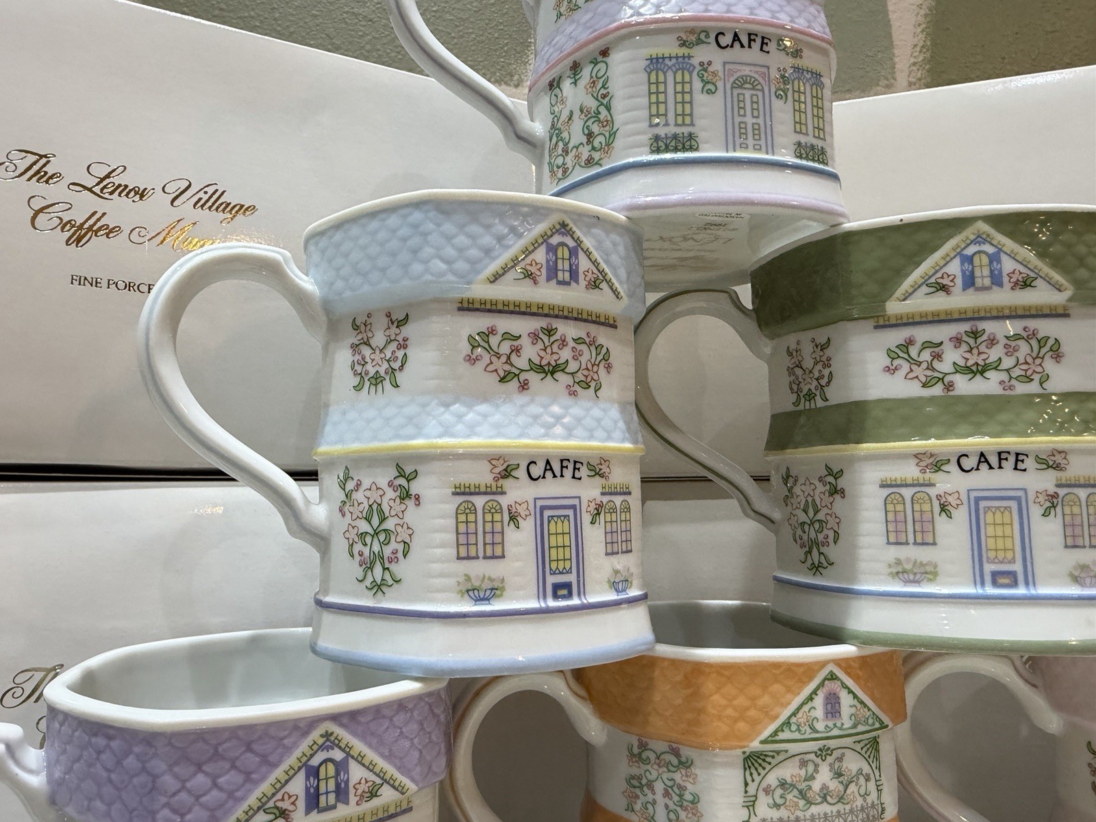 1992 Lenox Spice Village Coffee Mugs Cups Set of 8 Vintage - New in Box RARE