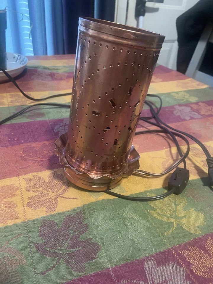 Tinware Solid Copper Light Primitive Punched Pattern - Image 3 of 4