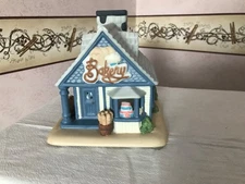 Vintage Partylite Village Cottage Bakery P2049 Christmas Blue Tealight House 90s