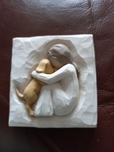 Willow Tree Plaque used Girl With Dog Resin By Lordi 2003 Truly A Friend NO BOX - Afbeelding 1 van 4