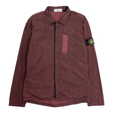 Stone Island Nylon Metal Overshirt Jacket Lined Shimmer Burgundy Red Large L