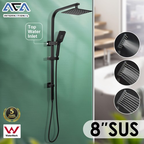 ACA WELS 8/10" Square Shower Head Set Handheld Rail Shower System Mixer Taps - Picture 6 of 126