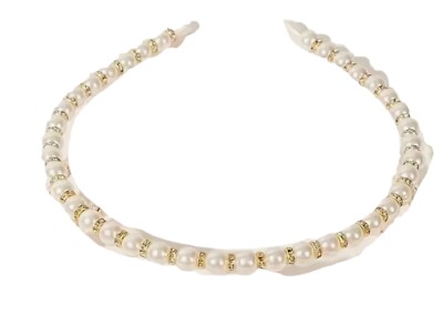 Pearl Gold Headband Beaded Embellished Elegant Thin Headband  display picture 3