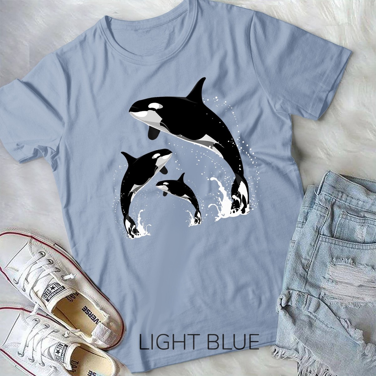 【DEARMINE】Whale Spray T-shirt Killer Whale Shirt. Jumping Orca Killer Whales Unisex T