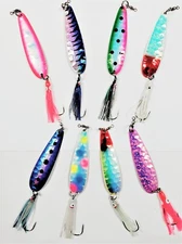 Salmon Spoon McOmie's 4" Glow Spoons w/Hoochie (24 Colors)