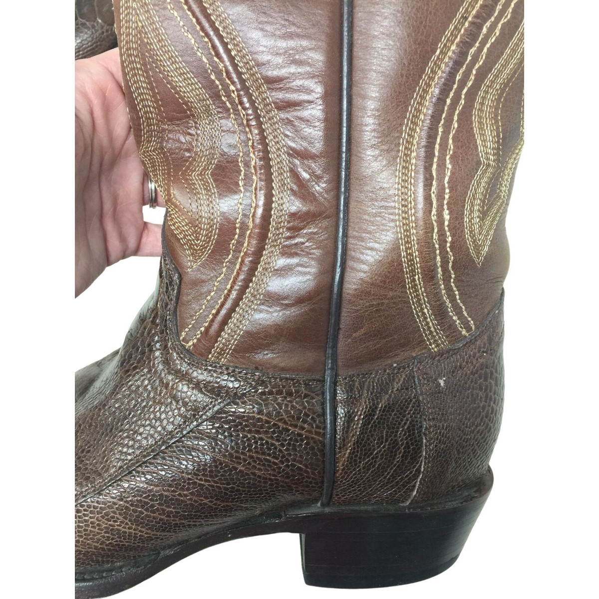 Vaccari Brown Snakeskin Looking Leather Cowboy Boots USA 8  display picture 1