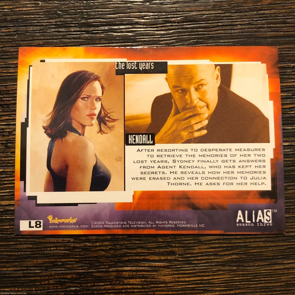 2004 INKWORKS ALIAS SEASON 3 THE LOST YEARS FOIL PUZZLE Card #L8 KENDALL - Image 2 of 2