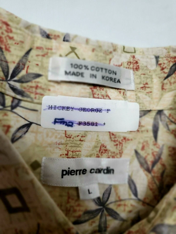 Pierre Cardin Men's L Hawaiian Shirt Yellow Tropical Pattern - Image 4 of 4
