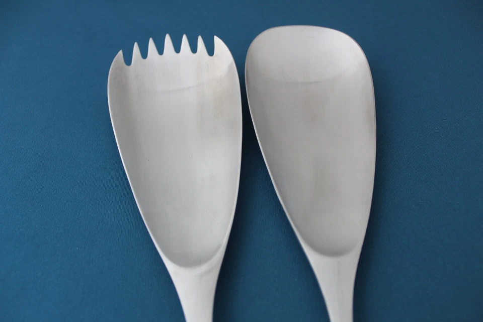 Cuchara tenedor para servir sólida 2 piezas Dansk ODIN acero inoxidable satinado Alemania 8 3/4" Foto 3 de 4