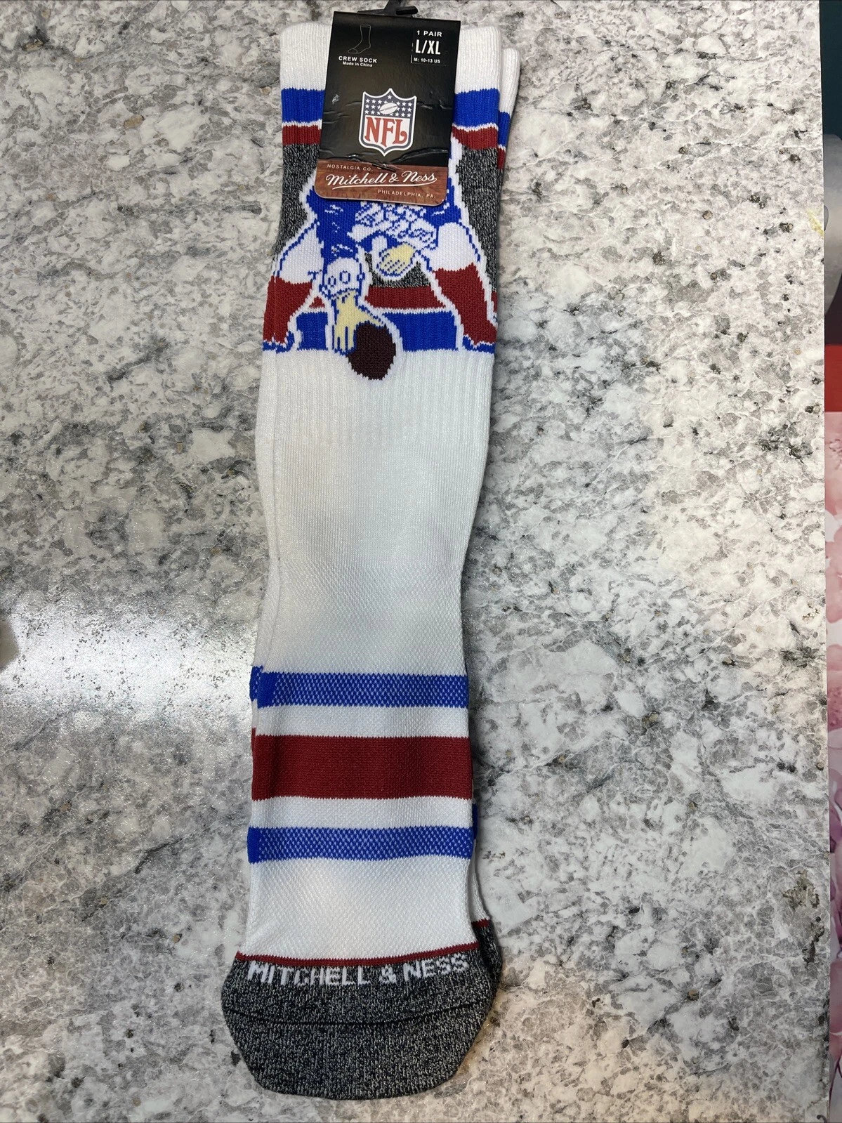 New England Patriots Interception Crew Socks - Mitchell & Ness - Size L/XL *NEW*