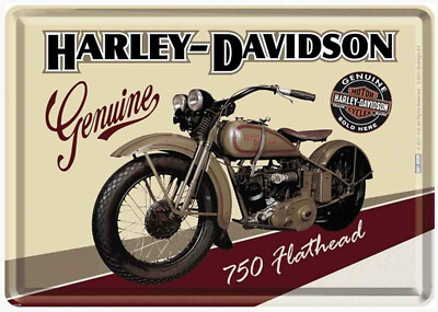 Nostalgic Art Metal Card Postcard HARLEY DAVIDSON 750 FLATHEAD Licensed 10x14cm