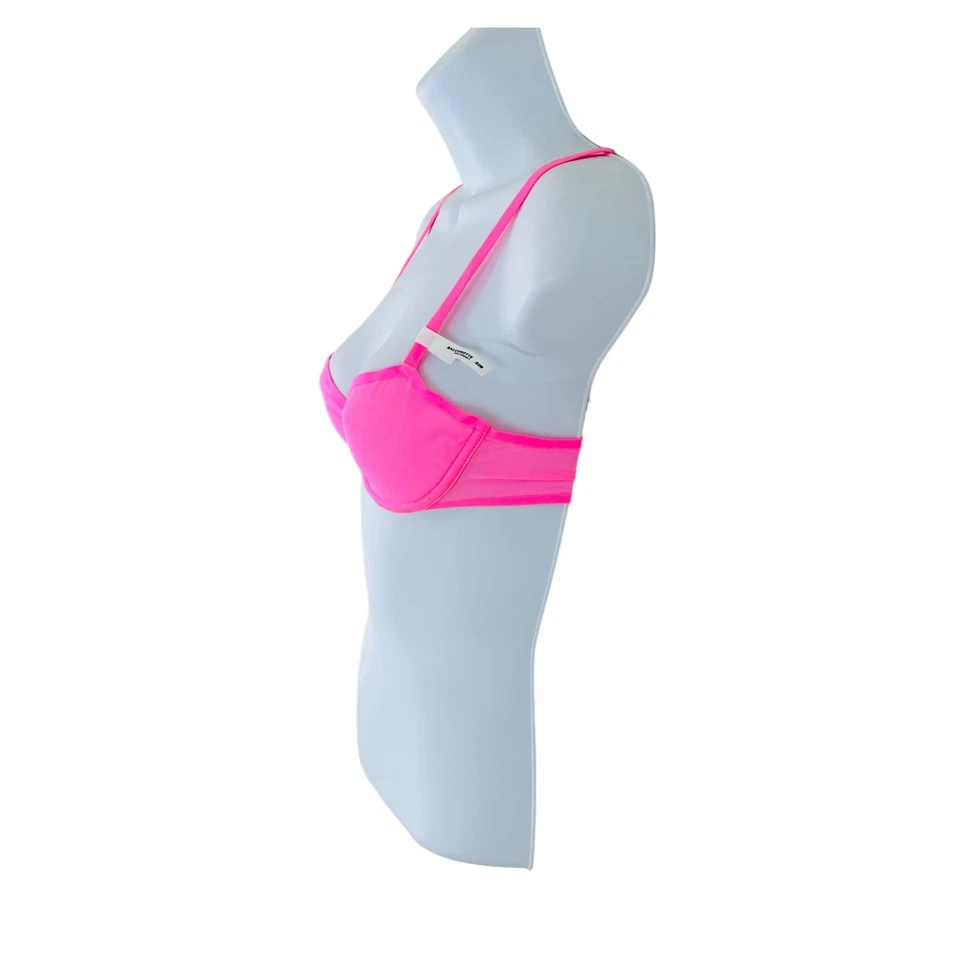 Sujetador rosa con aros de malla transparente balconette suave talla 32B Aerie para mujer nuevo con etiquetas Foto 2 de 3