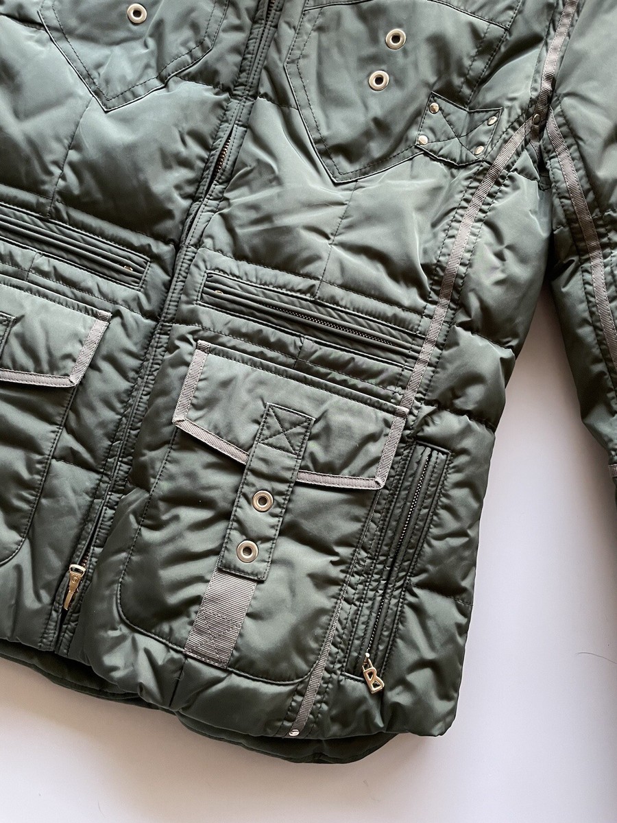 Sonia Bogner Green Ski Jacket Removable Coyote Fur Hood Women's