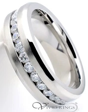 Men Stainless Steel Eternity Ring Clear CZ Band Men's 7mm Band Size 7 to 14.5