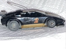 Tyco TCR Lamborghini Countach Black Gold #2 Slotless Tested Runs Need Springs