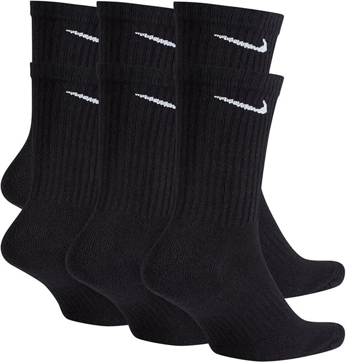 Nike Socks Mens 3 & 6 Pack Black White Ankle Crew Sports Cotton Cushioned - Picture 14 of 16