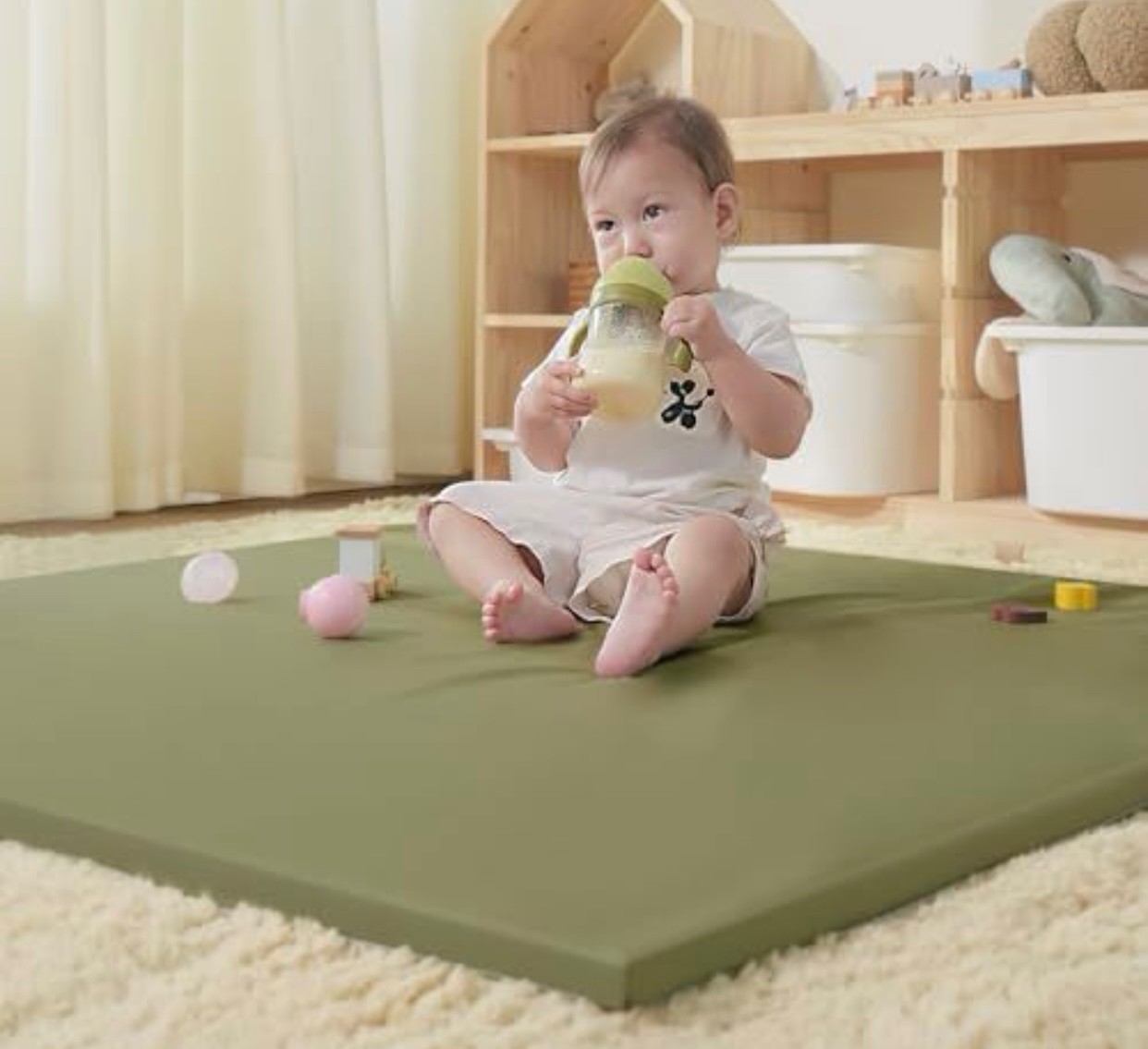 Vegan Leather Baby Play Mat, Wipe-Clean Play Mat for Floor, 50x50 in Thicken  
