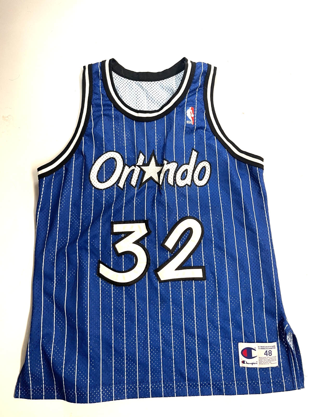 Champion Shaq Shaquille O'Neal Orlando Magic Jersey Size 48 XL 90s Blue