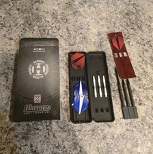 New Harrows England Caliber 90% Tungsten Steel Tip Darts Set 23g - Red Blue