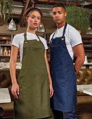 'Barley' Contrast Stitch Sustainable Bib Apron - Latzschürze | Premier Workwear
