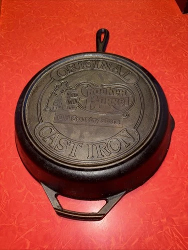 Cast Iron Cracker Barrel Old Country Store 12" Skillet Pan Double Spout Lodge