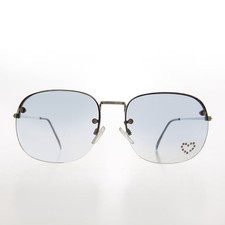 Gray Rimless Vintage Sunglasses with Rhinestone Heart - Trixie