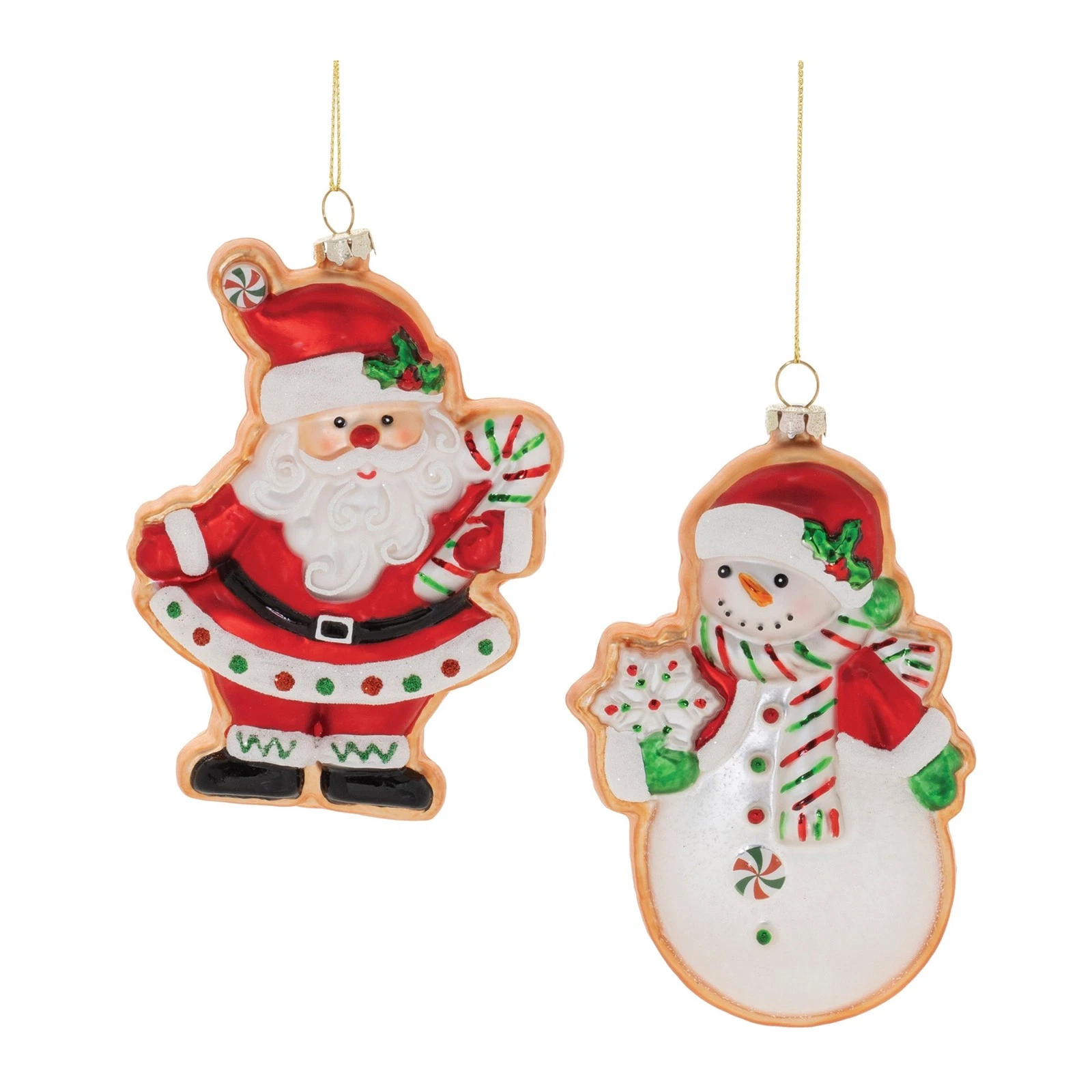 Snowman or Santa Glass Cookie Ornament - Thumbnail 4