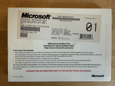 Microsoft Windows Small Business Server 2008 Std & 5 CALs OEM - UNOPENED