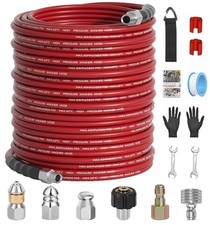 200FT Sewer Jetter Kit for Pressure Washer 5800PSI,1/4" NPT Drain Jetter Hose...